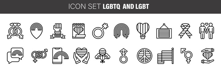 Pride Day.  line icons, signs, vector set, outline illustration
