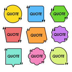 Trendy block quote modern design elements. Creative quote and comment text frame template