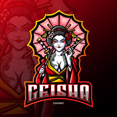 Geisha mascot sport esport logo design.