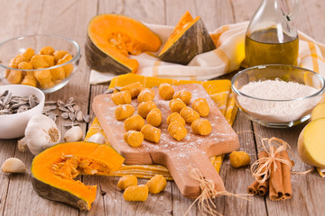 Raw pumpkin gnocchi.