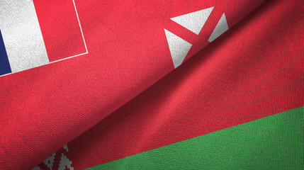 Wallis and Futuna and Belarus two flags textile cloth, fabric texture