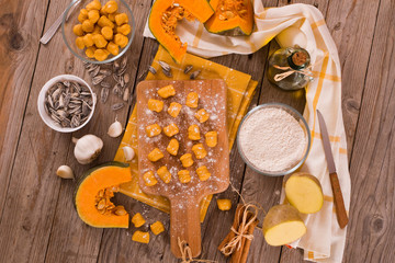 Raw pumpkin gnocchi.