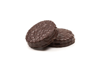 Chocolate cookies isolated on white.