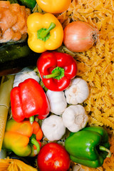 nice assortment of vegetables and pasta