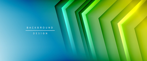 Arrow lines, technology digital template with shadows and lights on gradient background. Trendy simple fluid color gradient abstract background with dynamic straight shadow lines effect