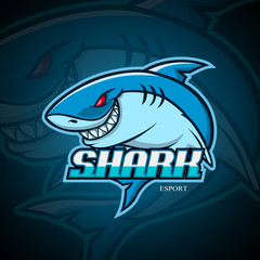 Shark mascot sports esport logo design