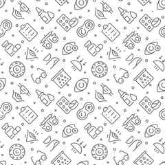 Ophthalmology related seamless pattern with outline icons