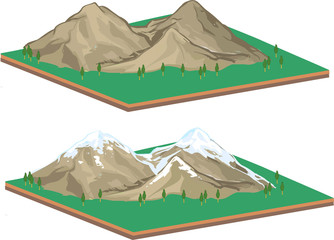 vector illustration of a Isometric Mountain landscape