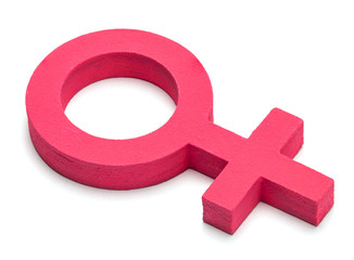 Gender symbols of a woman of pink color isolated on a white background