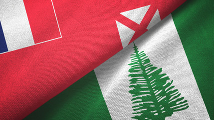 Wallis and Futuna and Norfolk Island two flags textile cloth, fabric texture