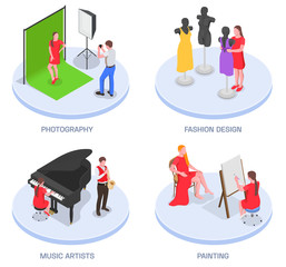 Artists Isometric Compositions Set