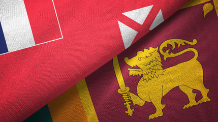 Wallis and Futuna and Sri Lanka two flags textile cloth, fabric texture