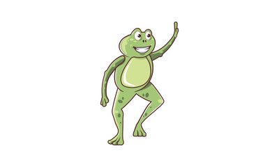 frog on its hind legs. green character, good toad, toad on hind legs. - vector, illustration.