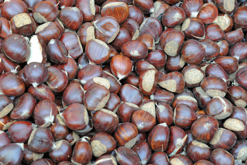 seasonal fruit and vegetables - shopping at the market - chestnuts