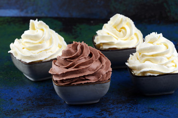 soft ice cream in flavor vanilla, chocolate and strawberry. Delicous creamy refreshing ice cream