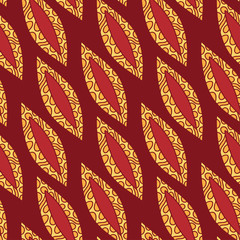 Luxury pattern in red and yellow colors for textile design.