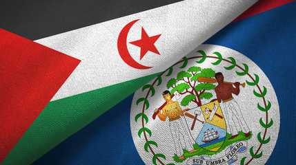 Western Sahara and Belize two flags textile cloth, fabric texture