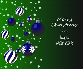 christmas card with christmas balls and place for your text