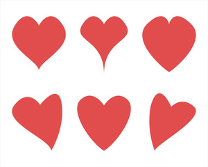 red hearts set icons. valentines day simple flat vector illustration eps10 isolated on white background