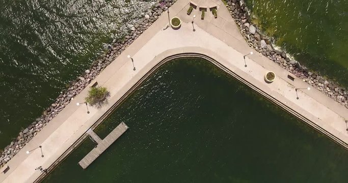 Flying Above Pier in Lake (Drone)