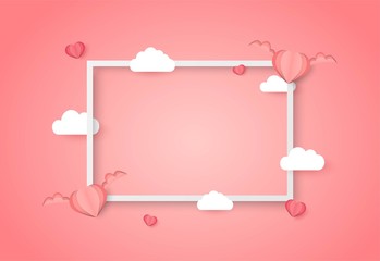 Valentines day vector background with pink heart shape