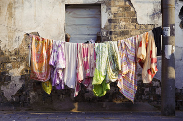 Laundry hanging out to dry in the sunlight, Old Quarter, Suzhou, China