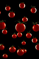 Red tomatoes on a black background