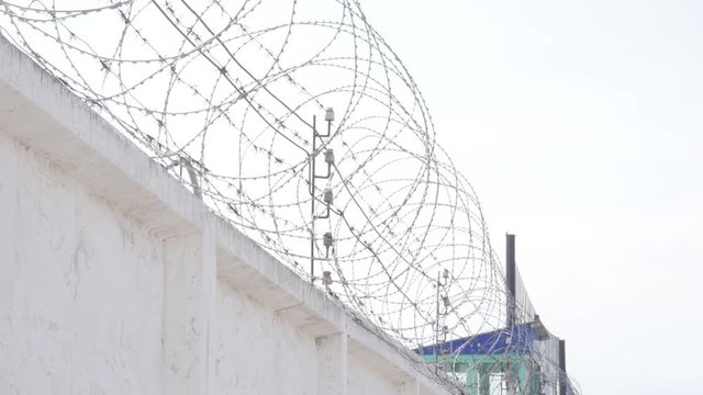 Watch tower for inmates in Russian prison at detention centre