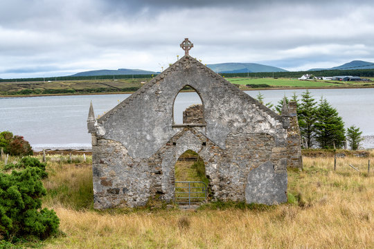 View of abandoned building, Pullathomas, County Mayo, Ireland
