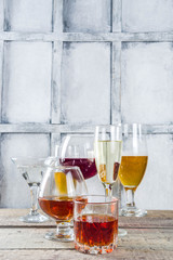 Selection of different alcoholic drinks