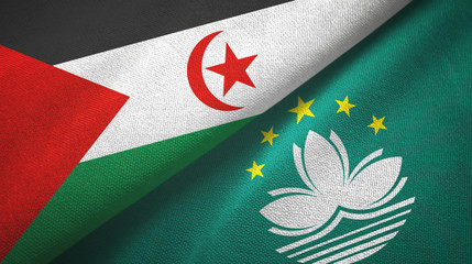 Western Sahara and Macau two flags textile cloth, fabric texture