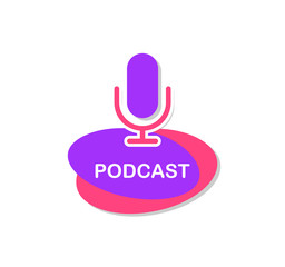 Podcast logo. Microphone icon. Vector illustration.