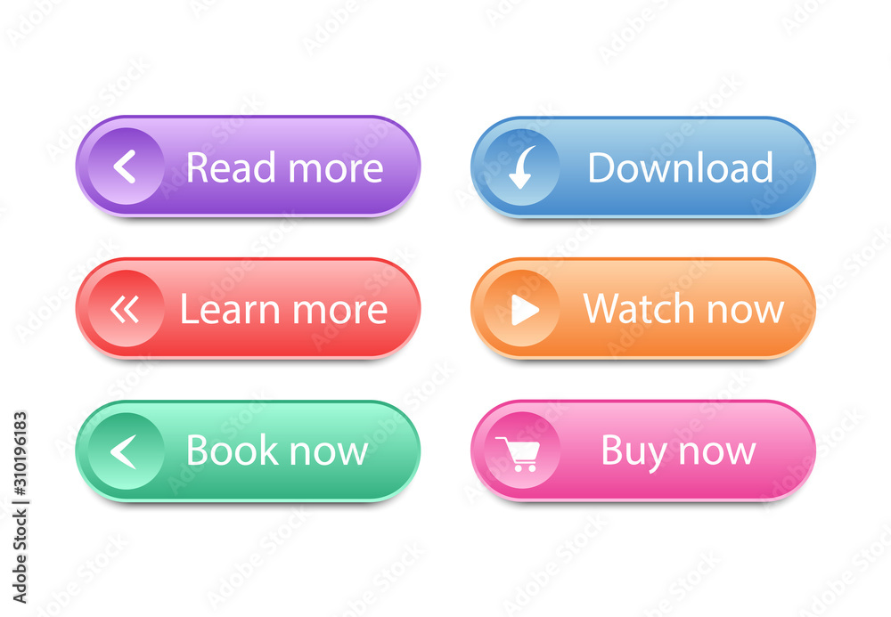 Aufkleber set of buttons for website. web buttons interface. vector.