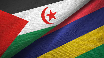 Western Sahara and Mauritius two flags textile cloth, fabric texture