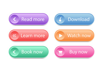 Set of buttons for website. Web buttons interface. Vector.