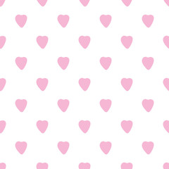 Simple pink hearts seamless pattern. Valentines Day backdrop. Design for fabric, textile print, wrapping paper. Vector illustration