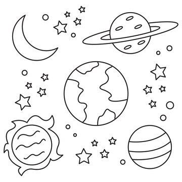 Illustration vector graphic of space for children coloring book