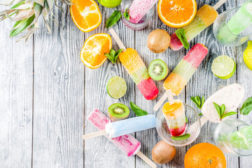 Colorful fruit ice cream popsicle