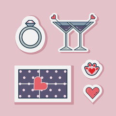 Happy Wedding or Valentines Day Love Stickers