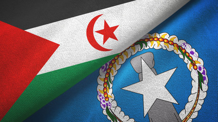 Western Sahara and Northern Mariana Islands two flags textile cloth