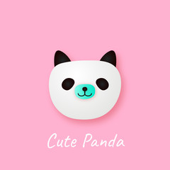 Cute cartoon head animal. Cute pink panda