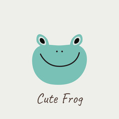 Cute cartoon head animal. Cute Frog