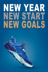 A new Year's resolution message, new year, new start with space for checklist and text on a blue...