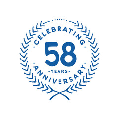 58 years design template. 58th logo. Vector and illustration.
