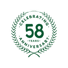 58 years design template. 58th logo. Vector and illustration.