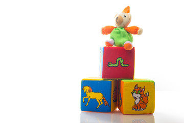 Set of kid toys isolated on white background