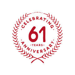 61 years design template. 61st logo. Vector and illustration.