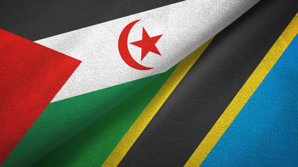 Western Sahara and Tanzania two flags textile cloth, fabric texture