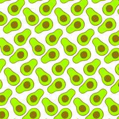 Seamless pattern with avocado. Set of colorful stickers.