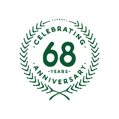 68 years design template. 68th logo. Vector and illustration.